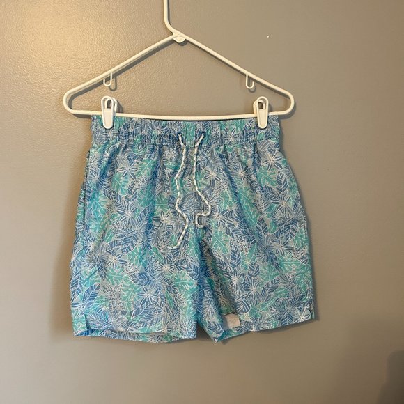 Blue Pattern Swim Trunks - Picture 1 of 3